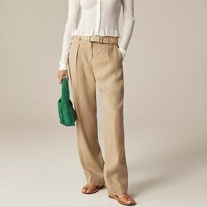 J.Crew Portia Linen Blend Pant Herringbone Honey Khaki Size 00 NWT